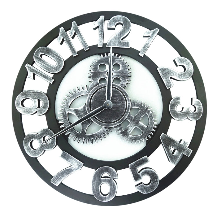Retro Wooden Round Single-sided Gear Clock Number Wall Clock, Diameter: 58cm