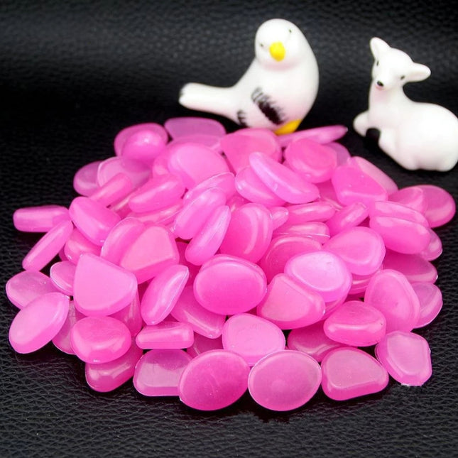 100 PCS Glow in The Dark Garden Pebbles for Walkways & Decoration and Plants Luminous Stones