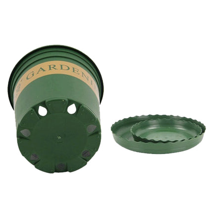 1 Gallon Flower Pots Plant Nursery Pots Plastic Pots Creative Gallons Pots with Tray, Size:17.5*16*16cm, Random Text Background Color Delivery