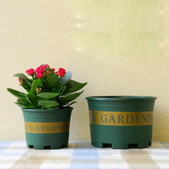 3 Gallon Flower Pots Plant Nursery Pots Plastic Pots Creative Gallons Pots with Tray,Size:26.5*24.5*24.5cm, Random Text Background Color Delivery