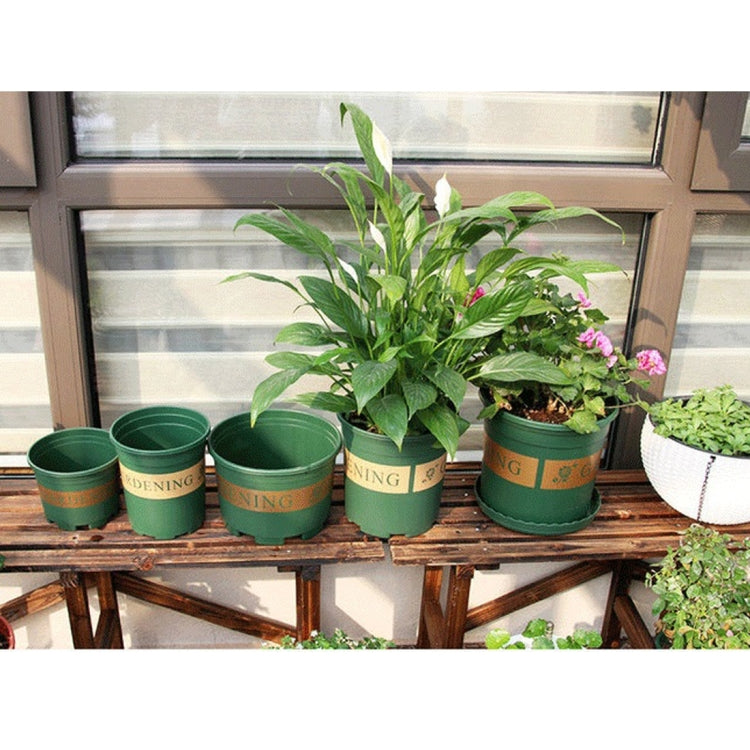 3 Gallon Flower Pots Plant Nursery Pots Plastic Pots Creative Gallons Pots with Tray,Size:26.5*24.5*24.5cm, Random Text Background Color Delivery