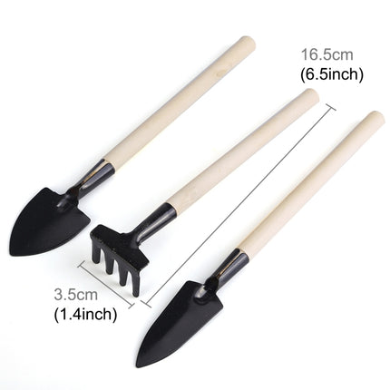 4pcs Rake Shovel Digging Trowel 3 in 1  Wooden Handle Metal Head Mini Garden Plant Tool Gardening Tool, Plant Tool 1