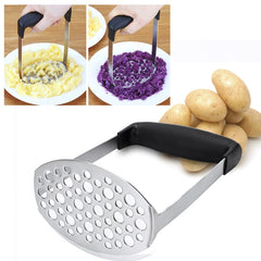 Stainless Steel Manual Pumpkin Potato Ricer Masher with Broad and Ergonomic Horizontal Handle, Single layer stainless
