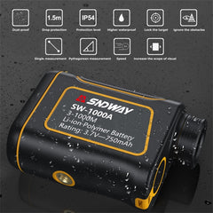 SNDWAY SW1000A Handheld Outdoor Waterproof Telescope Range Finder Distance Measurer, 1000m, 1000m