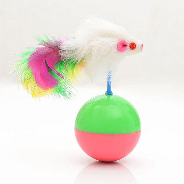 Durable Pet Cat Favorite Toys Feather Mouse Tumbler Plastic Toys Balls, Diameter: 5.5cm