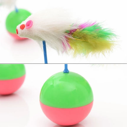 Durable Pet Cat Favorite Toys Feather Mouse Tumbler Plastic Toys Balls, Diameter: 5.5cm