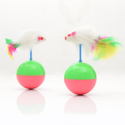 Durable Pet Cat Favorite Toys Feather Mouse Tumbler Plastic Toys Balls, Diameter: 5.5cm