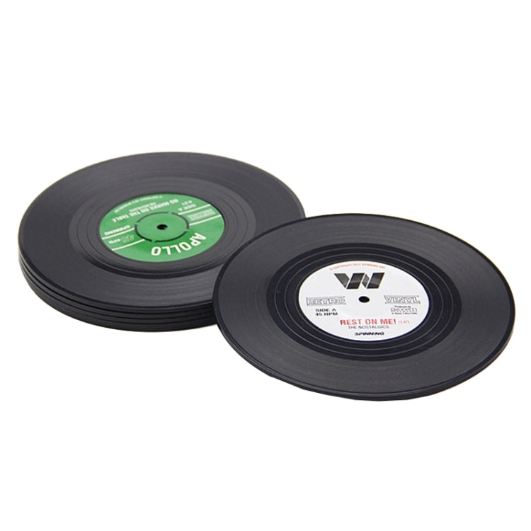 6 PCS/Set Retro Black Vinyl CD Record Drink Coasters Home Table Cup Mat Decor Coffee Drink Placemat Tableware Spinning, Diameter: 10.7cm, 6 PCS Cup Mat