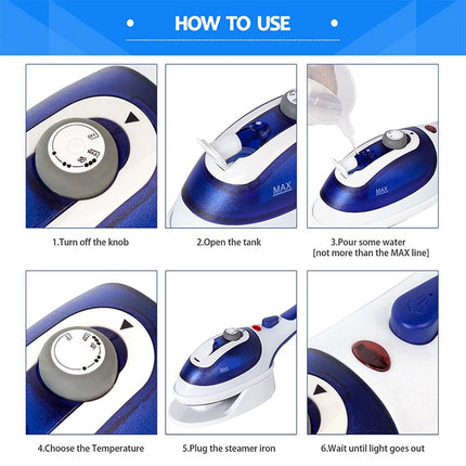 Multifunction Household Handheld Steamer Travel Portable Hand - Held Steam Hanging Hot Machine Ceramic Bottom with Flannelette Brush & Hair Brush & Measuring Cup,US Plug, US Plug Purple