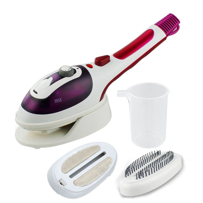 Multifunction Household Handheld Steamer Travel Portable Hand - Held Steam Hanging Hot Machine Ceramic Bottom with Flannelette Brush & Hair Brush & Measuring Cup,EU Plug