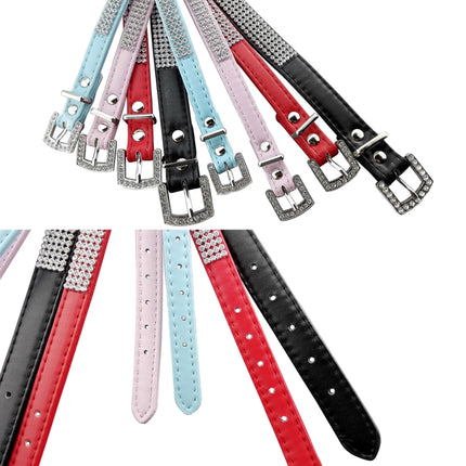 Arnés para perros de PU suave y transpirable con diamantes de imitación, correa para el pecho para perros, collar para perros, tamaño: M