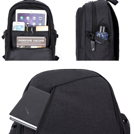 Multi-Function Large Capacity Travel Casual Backpack Laptop Computer Bag with External USB Charging Interface & Headphone Jack & Anti-theft Lock for Men
