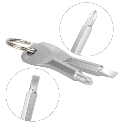 Outdoor Portable 2 in 1 Slotted + Cross Screwdriver Set Tool with Keyring