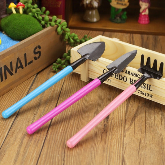 Rake Shovel Digging Trowel 3 Sets Colorful Wooden Handle Metal Head Mini Garden Plant Tool Gardening Tool Garden Flower Tools Garden Tools Combination Set,Random Color Delivery, Plant Tool 4