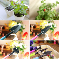 Rake Shovel Digging Trowel 3 Sets Colorful Wooden Handle Metal Head Mini Garden Plant Tool Gardening Tool Garden Flower Tools Garden Tools Combination Set,Random Color Delivery, Plant Tool 4