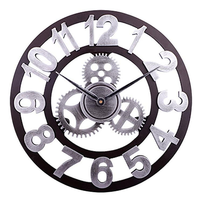 Retro Wooden Round Single-sided Gear Clock Arabic Number Wall Clock, Diameter: 70cm, Number 70cm