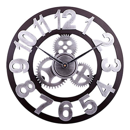 Retro Wooden Round Single-sided Gear Clock Arabic Number Wall Clock, Diameter: 70cm, Number 70cm