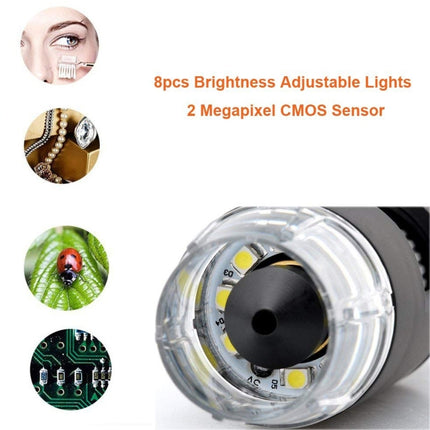 DMS-MDS800 40X-1600X Magnifier 2.0MP Image Sensor USB Digital Microscope with 8 LEDs & Professional Stand
