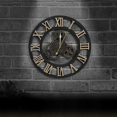 Originality American Industrial Style Wood Vintage Old Gear Wall Clock, Diameter: 50cm