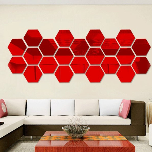 12 PCS 3D Hexagonal Mirror Wall Stickers Set, Size: 10*10cm, Size: 10*10cm (Black), Size: 10*10cm (Gold), Size: 10*10cm (Red), Size: 10*10cm (Silver)