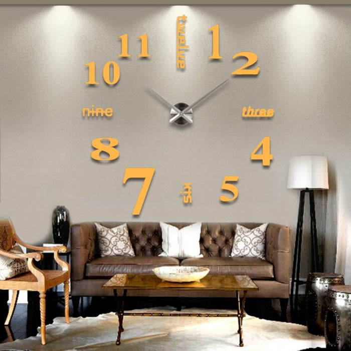 Creative 3D Mirror DIY Wall Sticker Clock, Size: 120*120cm, Size: 120*120cm(Yellow), Size: 120*120cm(Black), Size: 120*120cm(White)