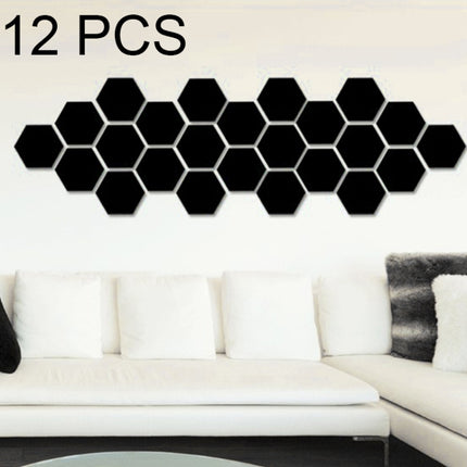 12 PCS 3D Hexagonal Mirror Wall Stickers Set, Size: 4*4cm, Size: 4*4cm (Silver), Size: 4*4cm (Black), Size: 4*4cm (Gold)
