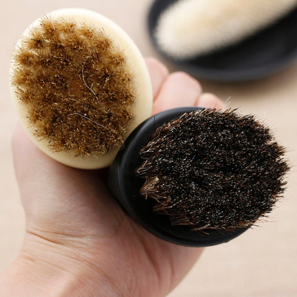 Men Ring Design Portable Boar Brush Black ABS Haircut Cleaning Shaving Brush