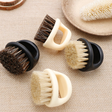 Men Ring Design Portable Boar Brush Black ABS Haircut Cleaning Shaving Brush