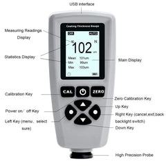 RZEC770 LCD Display Coating Paint Thickness Gauge Meter Tools