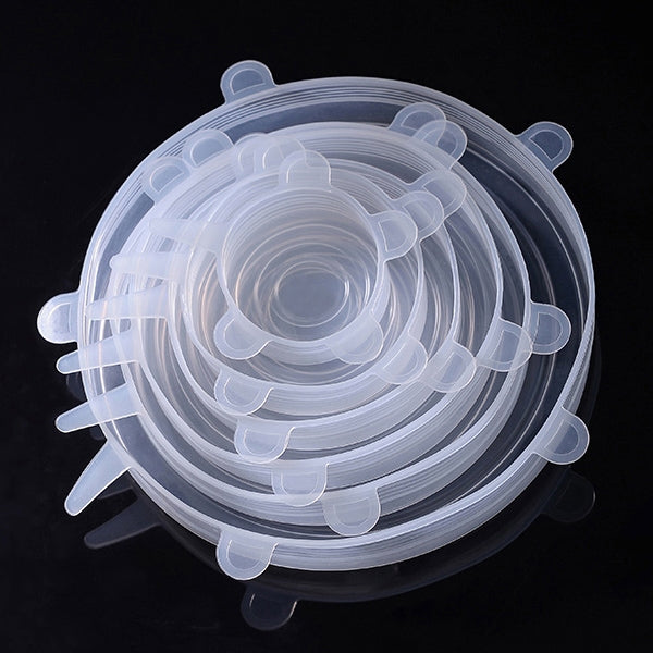 6 PCS / Set Food Grade Silicone Sealing Lids Fresh Keeping Covers, Silicone Sealing Lids