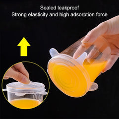 6 PCS / Set Food Grade Silicone Sealing Lids Fresh Keeping Covers, Silicone Sealing Lids
