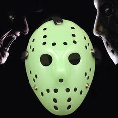 Halloween Party Cool Thicken Jason Mask, Fluorescent Green, Gold, Red + White, Silver, White