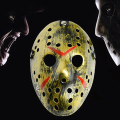 Halloween Party Cool Thicken Jason Mask, Fluorescent Green, Gold, Red + White, Silver, White