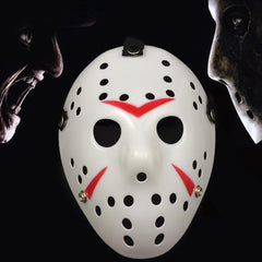 Halloween Party Cool Thicken Jason Mask, Fluorescent Green, Gold, Red + White, Silver, White