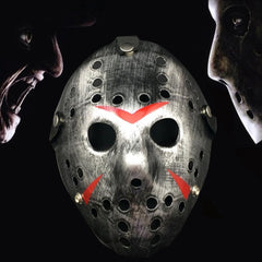 Halloween Party Cool Thicken Jason Mask, Fluorescent Green, Gold, Red + White, Silver, White