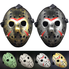 Halloween Party Cool Thicken Jason Mask, Fluorescent Green, Gold, Red + White, Silver, White