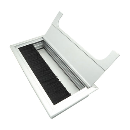 8x16cm Desk Dustproof Aluminum Wire Box Threading Box with Brush