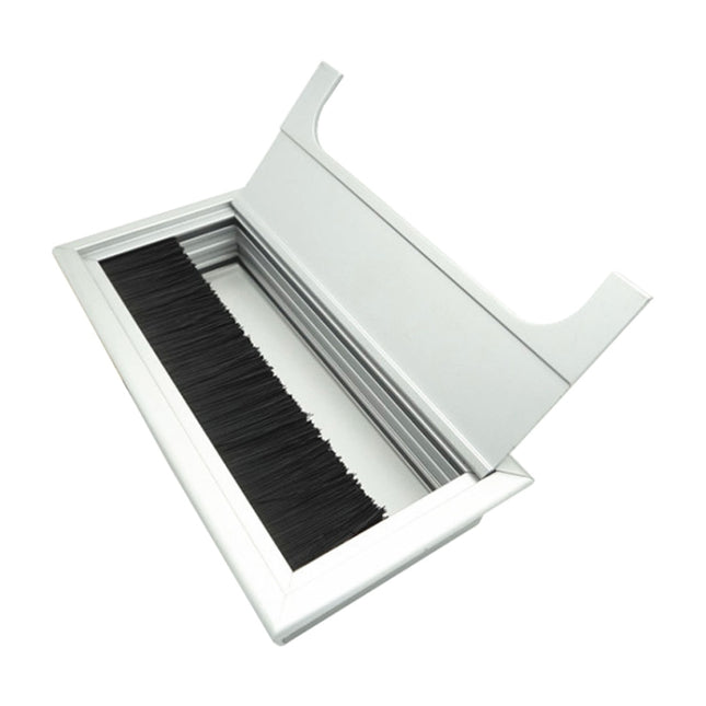 8x16cm Desk Dustproof Aluminum Wire Box Threading Box with Brush
