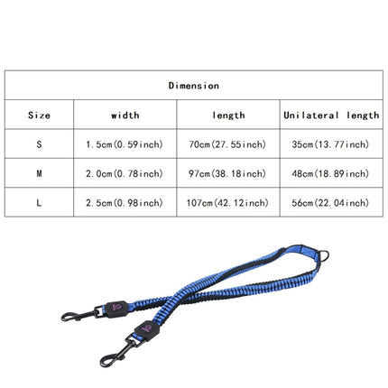 Pet Telescopic Buffer Double Traction Rope Nylon Reflective Braided Rope, Small, Length: 70cm, Random Color Delivery