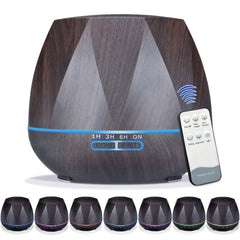 Peach Shape Wood Grain Remote Control Ultrasonic Humidifier Aromatherapy Machine Automatic Alcohol Sprayer with LED Lights, Capacity: 400mL, EU Plug (Dark Wood Color), Diamond Dark Wood Color, Diamond Light Wood Color, Peach Shape Dark Wood Color������...