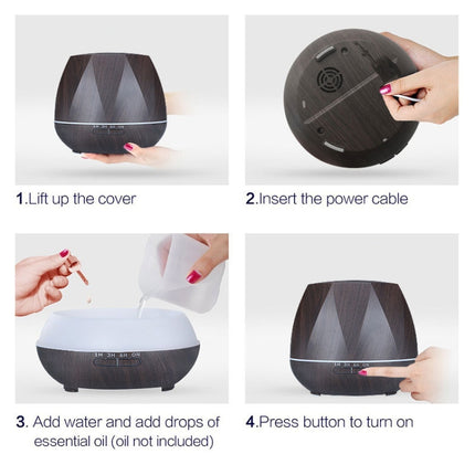 Peach Shape Wood Grain Remote Control Ultrasonic Humidifier Aromatherapy Machine Automatic Alcohol Sprayer with LED Lights, Capacity: 400mL, EU Plug (Dark Wood Color), Diamond Dark Wood Color, Diamond Light Wood Color, Peach Shape Dark Wood Color      ...