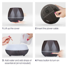 Peach Shape Wood Grain Remote Control Ultrasonic Humidifier Aromatherapy Machine Automatic Alcohol Sprayer with LED Lights, Capacity: 400mL, UK Plug (Dark Wood Color), Diamond Dark Wood Color, Diamond Light Wood Color, Peach Shape Dark Wood Color