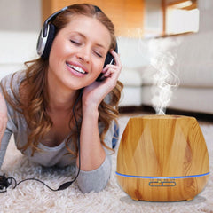 Peach Shape Wood Grain Remote Control Ultrasonic Humidifier Aromatherapy Machine Automatic Alcohol Sprayer with LED Lights, Capacity: 400mL, UK Plug (Dark Wood Color), Diamond Dark Wood Color, Diamond Light Wood Color, Peach Shape Dark Wood Color