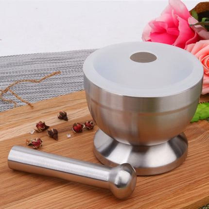 Kitchen Stainless Steel Garlic Food Mortar with Cover, Size: Small, Size: Large