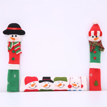 3 in 1 Christmas Style Cloth Fridge Microwave Oven Door Handle Cover Set, Size: 23*14cm, 3 in 1 Set