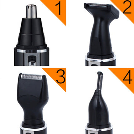 SPORTSMAN Four-in-one Rechargeable Ear Nose Trimmer Electric Shaver Beard Face Eyebrows Hair Trimmer For Men, US Plug(Black, 110V)