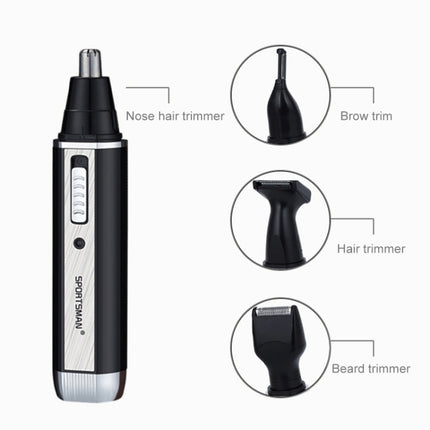 SPORTSMAN Four-in-one Rechargeable Ear Nose Trimmer Electric Shaver Beard Face Eyebrows Hair Trimmer For Men, US Plug(Black, 110V)