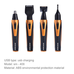 SPORTSMAN Four-in-one USB Rechargeable Ear Nose Trimmer Beard Face Shaver Eyebrows Hair Trimmer For Men(gold USB type), Gold USB Type