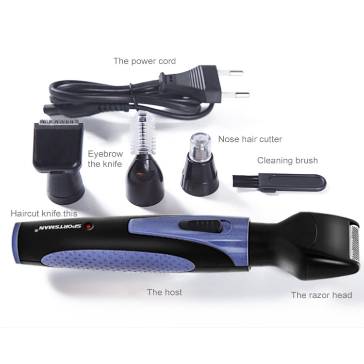 SPORTSMAN Four-in-one USB Rechargeable Ear Nose Trimmer Beard Face Shaver Eyebrows Hair Trimmer For Men(blue USB type), Blue USBType