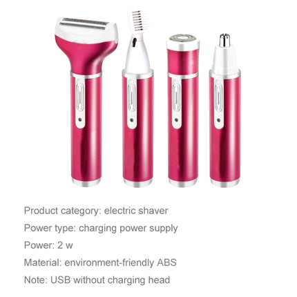 4 In 1  USB Rechargeable Vibrissa Eyebrows Trimmer Body Hair Denuding Machine Set with USB Cable